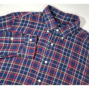 men's RALPH LAUREN Classic Fit l/s button up PLAID Flannel LINED navy Blue sz XL